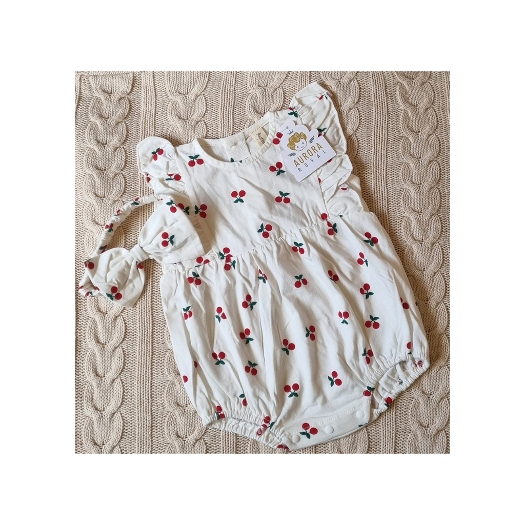 Cherry Print Romper & Headband Set – Aurora Royal