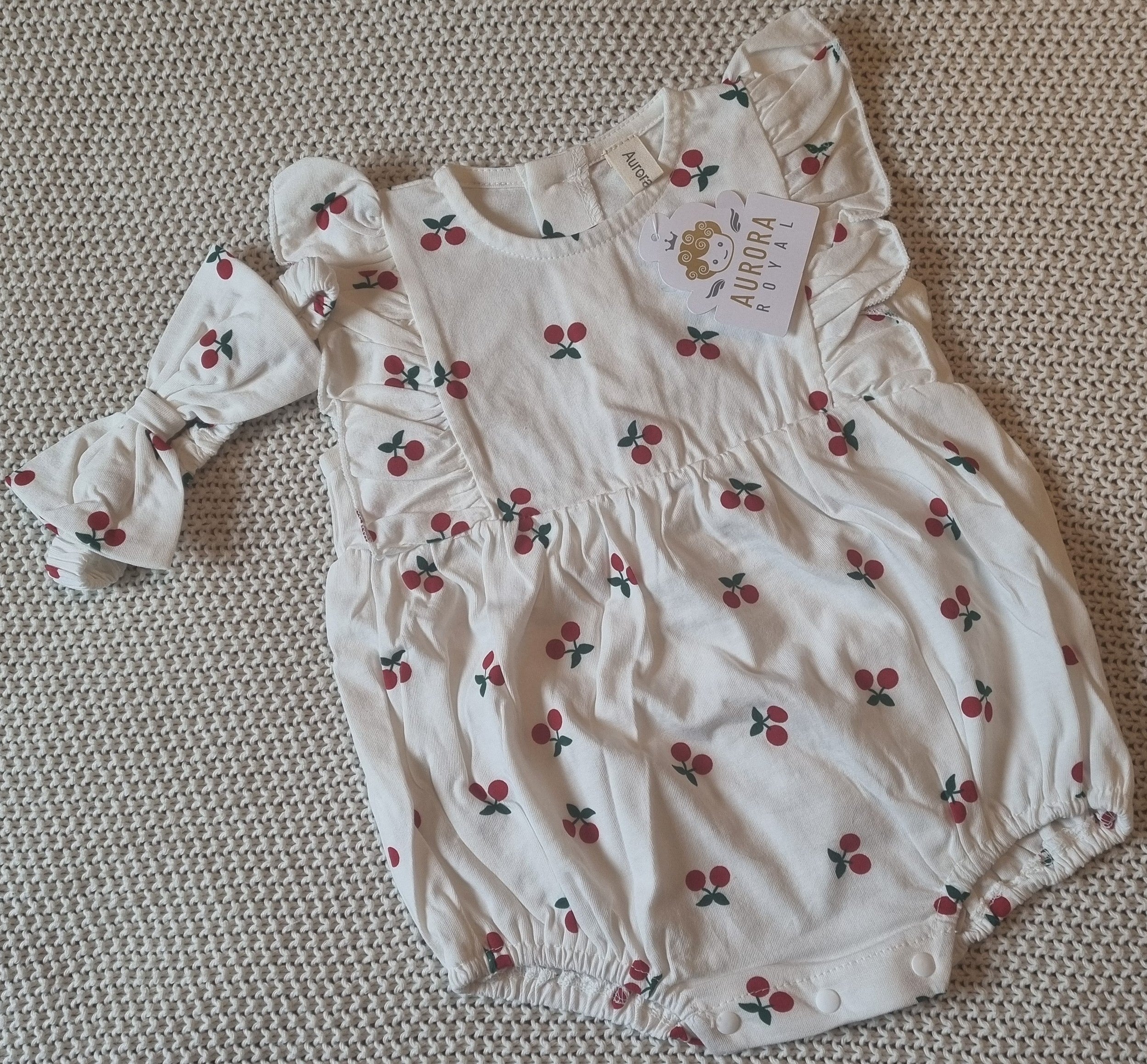 Cherry Print Romper & Headband Set – Aurora Royal
