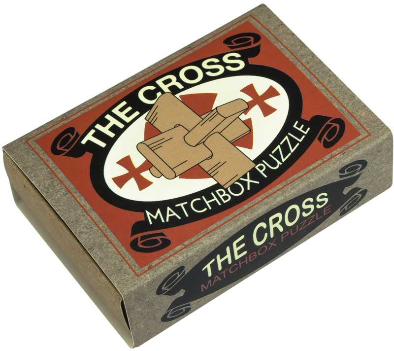 The Cross Matchbox Puzzle by Professor Puzzle — wooden interlocking block brainteaser in matchbox-style box, ages 8+
