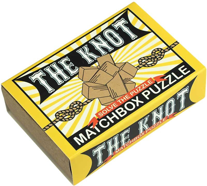 The Knot Matchbox Puzzle by Professor Puzzle — 6-piece wooden interlocking cluster brainteaser in matchbox-style box, ages 8+