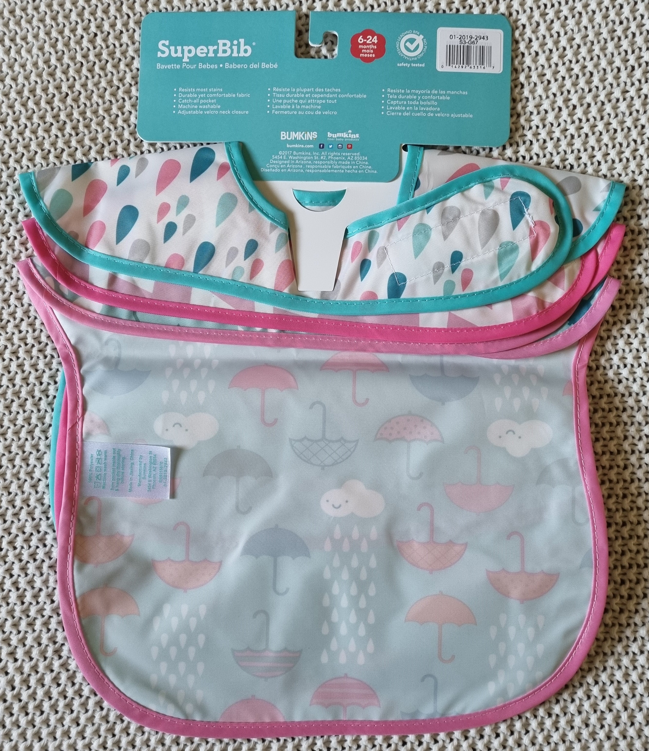 Raindrops Bumkins Superbib (3 pack)