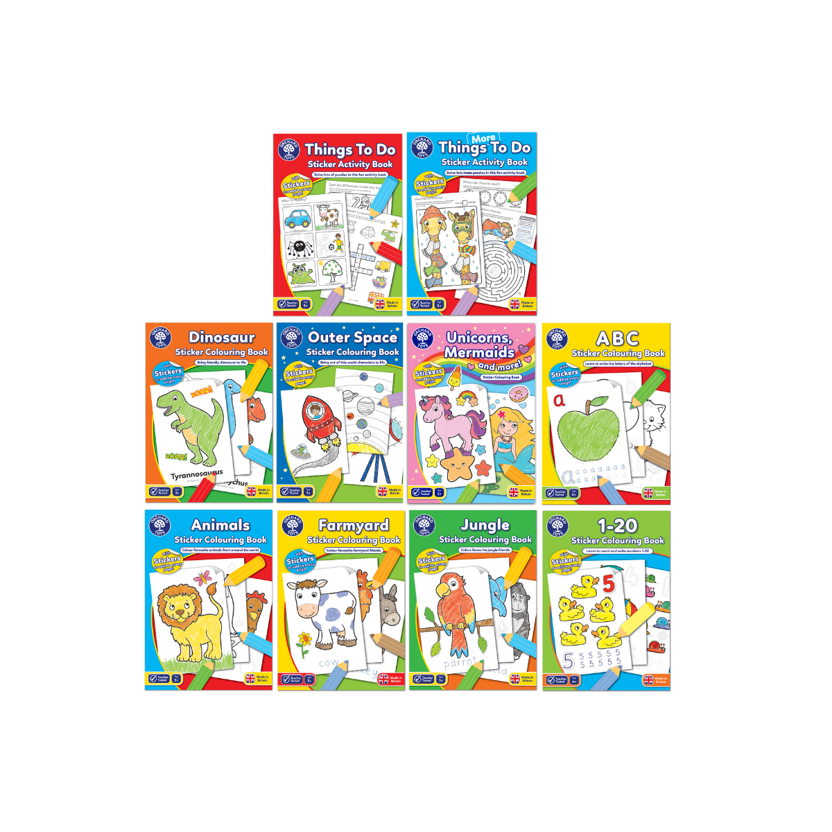 10 Orchard Toys Colouring Activity Book Bundle