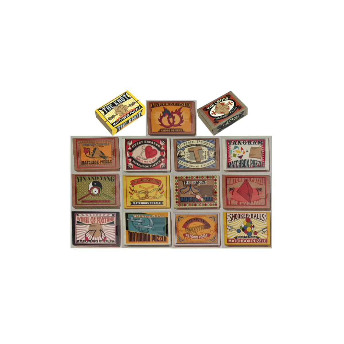 Professor Puzzle Matchbox Puzzles Complete Bundle — all 15 wooden and metal wire brainteasers in matchbox-style boxes, ages 8+